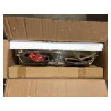 Hampton Bay Florabelle 24 in. W 3-Light Vanity Light Antique Gold Clear Globe Glass Shades Customer Returns See Pictures Hampton Bay Florabelle 24 in. W 3-Light Vanity Light Antique Gold Clear Globe Glass Shades Customer Returns See Pictures