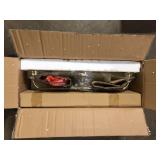 Hampton Bay Florabelle 24 in. W 3-Light Vanity Light Antique Gold Clear Globe Glass Shades Customer Returns See Pictures Hampton Bay Florabelle 24 in. W 3-Light Vanity Light Antique Gold Clear Globe Glass Shades Customer Returns See Pictures