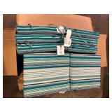 Lot of ARDEN 20 in. x 20 in. High Back Outdoor Dining Chair Cushion in Teal Cobalt Stripe (2-Pack)     Customer Returns See Pictures Lot of ARDEN 20 in. x 20 in. High Back Outdoor Dining Chair Cushion in Teal Cobalt Stripe (2-Pack)     Customer Returns See Pictures