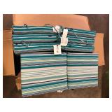 Lot of ARDEN 20 in. x 20 in. High Back Outdoor Dining Chair Cushion in Teal Cobalt Stripe (2-Pack)     Customer Returns See Pictures Lot of ARDEN 20 in. x 20 in. High Back Outdoor Dining Chair Cushion in Teal Cobalt Stripe (2-Pack)     Customer Returns See Pictures