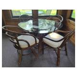 Rattan Glass Top Table & Chairs Set *Note Coon Rapids Pick Up Location* Rattan Glass Top Table & Chairs Set *Note Coon Rapids Pick Up Location*