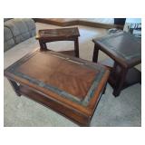 Lot of Wood/Slate Inlayed Coffee/End Tables *Note Coon Rapids Pick Up Location* Lot of Wood/Slate Inlayed Coffee/End Tables *Note Coon Rapids Pick Up Location*