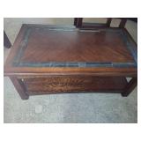 Lot of Wood/Slate Inlayed Coffee/End Tables *Note Coon Rapids Pick Up Location* Lot of Wood/Slate Inlayed Coffee/End Tables *Note Coon Rapids Pick Up Location*