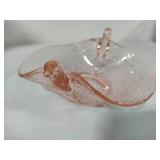 Fenton Dugan Diamond Pink Depression Glass Bird Bowl Fenton Dugan Diamond Pink Depression Glass Bird Bowl