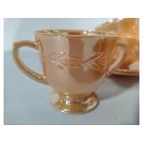 Carnival Glass Peach Lustre Cups/Saucers/Sugar Bowl Carnival Glass Peach Lustre Cups/Saucers/Sugar Bowl