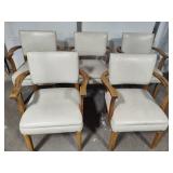 Five Leather/Wood Arm Chairs w/Nailhead Trim Five Leather/Wood Arm Chairs w/Nailhead Trim