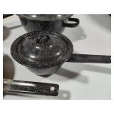 Black Speckled Enamelware Pots/Pans Black Speckled Enamelware Pots/Pans