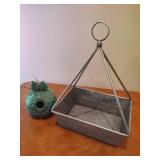 Ceramic Bird House and Metal Hanging Decor Ceramic Bird House and Metal Hanging Decor