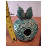 Ceramic Bird House and Metal Hanging Decor Ceramic Bird House and Metal Hanging Decor
