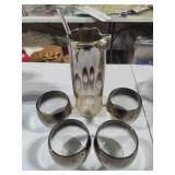 Roly Poly Dorothy Thorpe Silver Banded Glasses & Pitcher Roly Poly Dorothy Thorpe Silver Banded Glasses & Pitcher