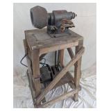 Vintage Bench Grinder on Wooden Stand Vintage Bench Grinder on Wooden Stand