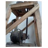 Vintage Bench Grinder on Wooden Stand Vintage Bench Grinder on Wooden Stand