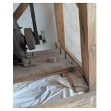 Vintage Bench Grinder on Wooden Stand Vintage Bench Grinder on Wooden Stand