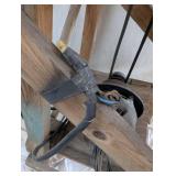 Vintage Bench Grinder on Wooden Stand Vintage Bench Grinder on Wooden Stand