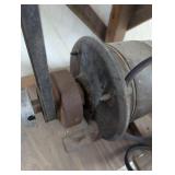 Vintage Bench Grinder on Wooden Stand Vintage Bench Grinder on Wooden Stand
