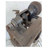 Vintage Bench Grinder on Wooden Stand Vintage Bench Grinder on Wooden Stand