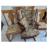 Set of Wooden Chairs and Glider Rocker Set of Wooden Chairs and Glider Rocker