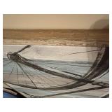 6-Cube White Storage Organizer with Black Fabric Bins and Bicycle Wall Art