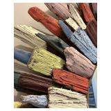 Round Mirror with Multicolor Distressed Wood Sunburst Frame