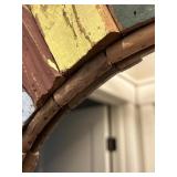 Round Mirror with Multicolor Distressed Wood Sunburst Frame