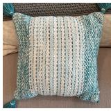 Tommy Hilfiger Beige Armchair with Tufted Ottoman, Floor Lamp, Side Table and 2 Decorative Pillows