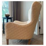 Tommy Hilfiger Beige Armchair with Tufted Ottoman, Floor Lamp, Side Table and 2 Decorative Pillows