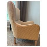 Tommy Hilfiger Beige Armchair with Tufted Ottoman, Floor Lamp, Side Table and 2 Decorative Pillows