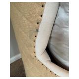 Tommy Hilfiger Beige Armchair with Tufted Ottoman, Floor Lamp, Side Table and 2 Decorative Pillows