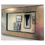 Large Rectangular Wall Mirror with Textured Metallic Frame
