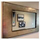 Large Rectangular Wall Mirror with Textured Metallic Frame