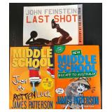 Black Wooden Desk, Orange Stool, Books and Framed Bulldog Artwork Set