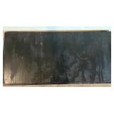 Black Wooden Desk, Orange Stool, Books and Framed Bulldog Artwork Set