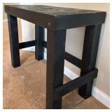 Black Wooden Desk, Orange Stool, Books and Framed Bulldog Artwork Set