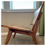 Accent Furniture Set with Multicolor Wood Chair, Modern Side Table, and Floor Lamp