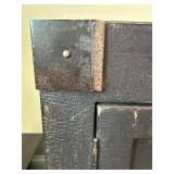 Industrial Style Black Wood TV Console with NY Print and Storage