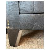 Industrial Style Black Wood TV Console with NY Print and Storage