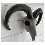 Ram Skull Wall Mount with Curved Horns
