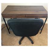 Wood and Metal Office Desk with AC & USB Plug In, Drawers and Swivel Chair