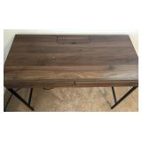 Wood and Metal Office Desk with AC & USB Plug In, Drawers and Swivel Chair