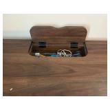 Wood and Metal Office Desk with AC & USB Plug In, Drawers and Swivel Chair