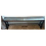 Rustic Industrial Wood and Metal Bench with Scroll Legs