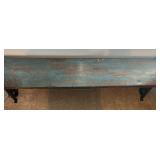 Rustic Industrial Wood and Metal Bench with Scroll Legs