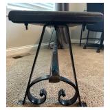 Rustic Industrial Wood and Metal Bench with Scroll Legs