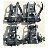 Set of 4 Bicycle Pedals with Toe Clips and Straps