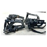 Set of 4 Bicycle Pedals with Toe Clips and Straps