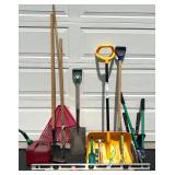 Large Collection of Lawn, Garden, and Hand Tools with Gas Can