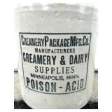 Antique Stoneware Crock, Creamery Poison Advertising Jug Out of Mpls., Wooden Cheese Box Drawers & Spool Collection