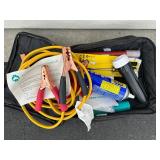 Automotive Emergency Kit with Husky Battery Charger, Jumper Cables, Extension Cords, and Accessories