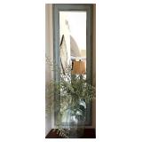 Decorative Wall Mirror with Light Blue Frame and Glass Vase #1