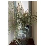Decorative Wall Mirror with Light Blue Frame and Glass Vase #1